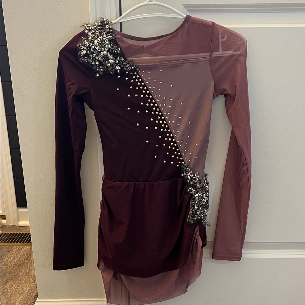 Elegant Burgundy and Mauve Leotard with Embellishments
